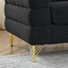 Ixalan 60" Sectional Loveseat - 2 Seater - Black Teddy Fabric - Gold Polished Metal Legs - CAB4460