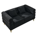 Ixalan 60" Sectional Loveseat - 2 Seater - Black Teddy Fabric - Gold Polished Metal Legs - CAB4460