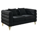 Ixalan 60" Sectional Loveseat - 2 Seater - Black Teddy Fabric - Gold Polished Metal Legs - CAB4460