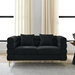 Ixalan 60" Sectional Loveseat - 2 Seater - Black Teddy Fabric - Gold Polished Metal Legs - CAB4460