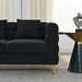 Ixalan 60" Sectional Loveseat - 2 Seater - Black Teddy Fabric - Gold Polished Metal Legs - CAB4460