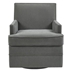 Xavier Circa Upholstered Swivel Chair - Grey Fabric - Silver Nail Head Trim