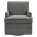 Xavier Circa Upholstered Swivel Chair - Grey Fabric - Silver Nail Head Trim - CAB4462