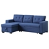 Harmony Sectional Sofa - 3-Piece - Blue Linen Blend - Black Legs