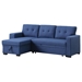 Harmony Sectional Sofa - 3-Piece - Blue Linen Blend - Black Legs - CAB4478