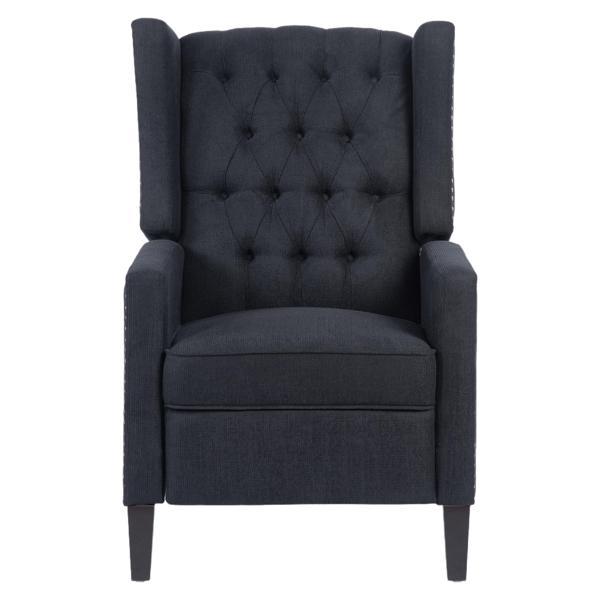 Windermere 27" Wide Wing Chair Recliner - Black Fabric - Birch Wood Legs 