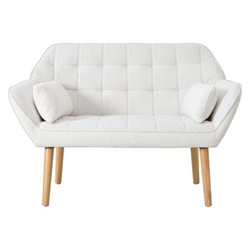 Lysander 50" Loveseat - White Linen Fabric - Rubber Wood Legs 