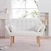 Lysander 50" Loveseat - White Linen Fabric - Rubber Wood Legs - CAB4501