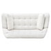 Lysander 50" Loveseat - White Linen Fabric - Rubber Wood Legs - CAB4501