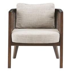 Eldora Accent Chair - Camel Fabric - Medium Walnut Wood Finish Frame and Legs 