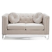 Sundor Loveseat - Ivory Velvet - Chromed Steel Legs - CAB4509