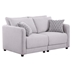 Prospect 60" Loveseat with 2 Single Armed Chairs - Light Gray Linen Fabric - Black Plastic Legs