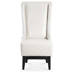 Wisteria 23" Wide High-Back Faux Leather Accent Chair - White - Birch Legs 