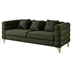 Ixalan 81" Sectional Sofa - 3 Seater Reversible - Green Teddy Fabric - Gold Polished Metal Legs