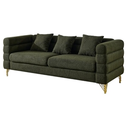 Ixalan 81" Sectional Sofa - 3 Seater Reversible - Green Teddy Fabric - Gold Polished Metal Legs 