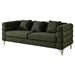 Ixalan 81" Sectional Sofa - 3 Seater Reversible - Green Teddy Fabric - Gold Polished Metal Legs - CAB4530