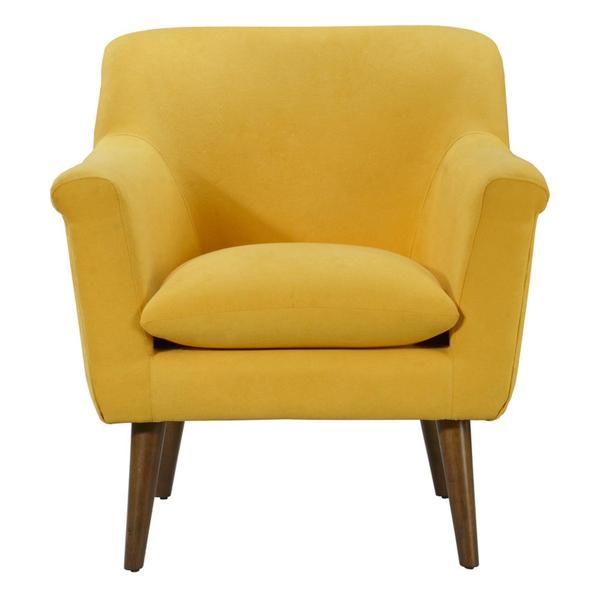 Talwyn 31.5" Yellow Woven Fabric Oversized Armchair - Walnut Finish Legs 