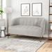 Nordvik Loveseat - Light Grey Fabric - Black Finish Legs - CAB4546