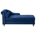 Dawnflower Chaise Lounge with Storage - Navy Blue Velvet - Gold Metal Legs