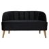 Saskatoon Loveseat - Black Polyester Velvet Upholstery - Angled Birch Wood Legs