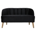 Saskatoon Loveseat - Black Polyester Velvet Upholstery - Angled Birch Wood Legs - CAB4556