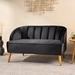 Saskatoon Loveseat - Black Polyester Velvet Upholstery - Angled Birch Wood Legs - CAB4556