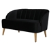 Saskatoon Loveseat - Black Polyester Velvet Upholstery - Angled Birch Wood Legs - CAB4556