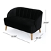 Saskatoon Loveseat - Black Polyester Velvet Upholstery - Angled Birch Wood Legs - CAB4556