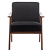 Langston Accent Chair - Mid-Century Modern - Black Velvet - Solid Wood Frame - CAB4558