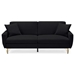 Rivier 74" Sofa Bed with Storage - Teddy Velvet - Black - Separate Adjustment Backrest - CAB4561