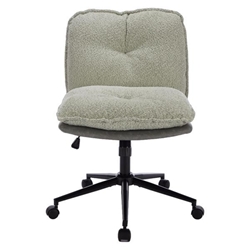 Kembleton Office Chair with Wheels - Oversize Seat - Gray and Green - Polyurethane Leather 