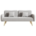 Floriel 70" Loveseat with Split Backrest and Two Throw Pillows - Gray Fabric - Metal Legs