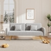 Floriel 70" Loveseat with Split Backrest and Two Throw Pillows - Gray Fabric - Metal Legs - CAB4568