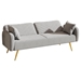 Floriel 70" Loveseat with Split Backrest and Two Throw Pillows - Gray Fabric - Metal Legs - CAB4568