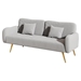 Floriel 70" Loveseat with Split Backrest and Two Throw Pillows - Gray Fabric - Metal Legs - CAB4568