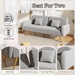 Floriel 70" Loveseat with Split Backrest and Two Throw Pillows - Gray Fabric - Metal Legs - CAB4568