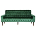 Zora 70" Square Arms Velvet Straight Loveseat - Emerald - Birch Wood Legs with Gold Accents