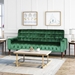 Zora 70" Square Arms Velvet Straight Loveseat - Emerald - Birch Wood Legs with Gold Accents - CAB4587