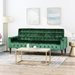 Zora 70" Square Arms Velvet Straight Loveseat - Emerald - Birch Wood Legs with Gold Accents - CAB4587