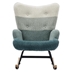 Kettering Accent Chair with Solid Wood Armrest and Feet - Green and Dark Green Teddy Fabric