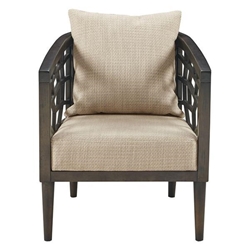 Terrabella Accent Chair - Tan Upholstery - Burnt Walnut Finish 