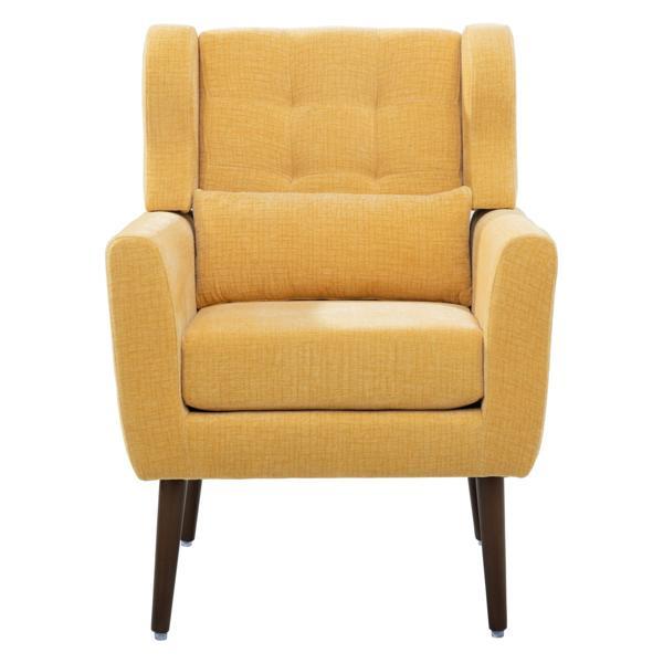 Tallulah Accent Chair - Yellow Chenille - Light Brown Wood Legs 