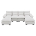 Aetheron 109 Sectional Sofa with Waist Pillows - 6 Seater - White Chenille - Solid Wood Frame and Legs - CAB4629