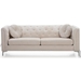 Brys 83" Sofa - Ivory Velvet - Chromed Steel Legs - CAB4634