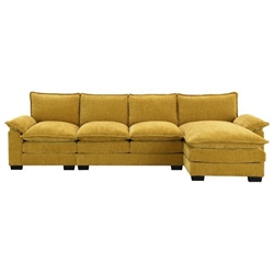 Covington 118" L-Shaped Chenille Sectional Sofa - Double Seat Cushions - 5 Seater - Ginger 