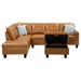 Ullman 71" Irine Faux Leather Sectional Sofa with Ottoman - Ginger - CAB4637