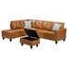 Ullman 71" Irine Faux Leather Sectional Sofa with Ottoman - Ginger - CAB4637