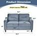 Ipswich 54" Loveseat Sectional - Gray Velvet Fabric - CAB4639