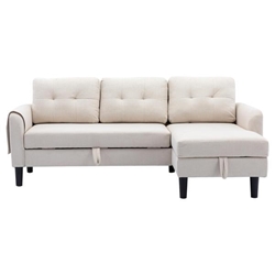 Zosia 72" Sectional Sofa Reversible Sectional Sleeper Sofa with Storage Chaise - Beige Polyester 