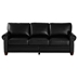 Morton Classic Living Room Nails Sofa Black Faux Leather - Brown Finish Legs